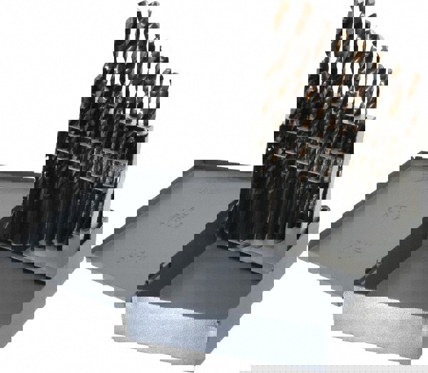 Drill Bit Set: Jobber Length Drill Bits, 21 Pc, 118 °, High Speed Steel